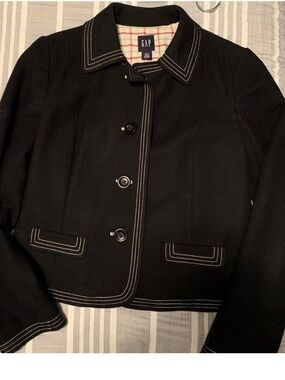 GAP Women's Black Blazer with White Stitching